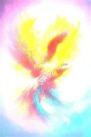 red, blue, green, purple - phoenix rising from flames tattoo design idea