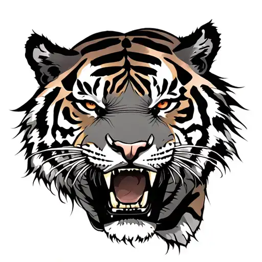 Tiger face roaring tattoo design idea