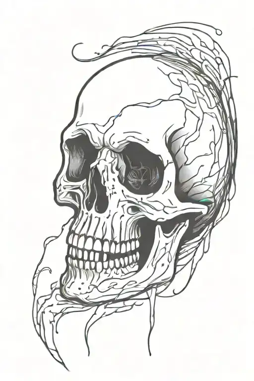 floating ghost skull tattoo design idea