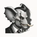 half joker face and half elephant half sleeve atttoo tattoo design idea