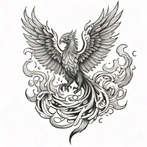 phoenix rising from flames tattoo design idea