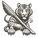 broomstick with a tiger head tattoo design idea
