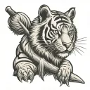 broomstick with a tiger head tattoo design idea