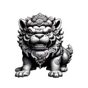 3 headed foo dog with budda tattoo design idea