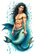 Rainstorm with merman tattoo design idea
