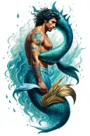 Rainstorm with merman tattoo design idea