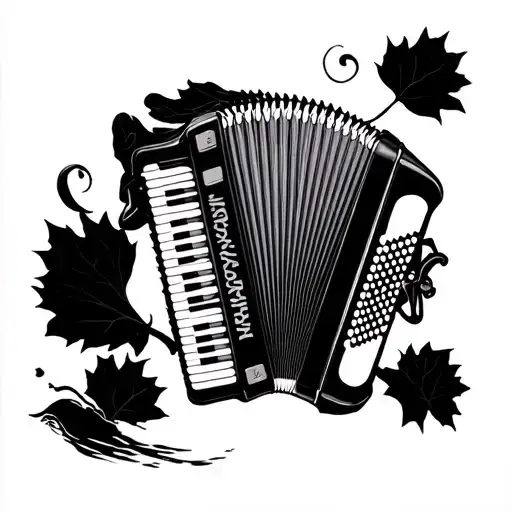 I would like to have an accordion (at least the keys) with notes and a swimmer (lifeguard swimmer) with trips and alder tattoo design idea