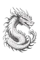 Eastern Dragao with Skuras around, tattoo design idea
