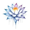 add trajectories surrounding lotus. use dark space themed colors and replace the lighter pedals with darker colors tattoo design idea