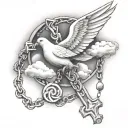 dove clouds cross rosary tattoo design idea