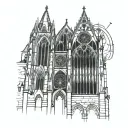 A gothic cathedral with intricate stained glass windows tattoo design idea