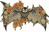 bat wing spread tattoo design idea
