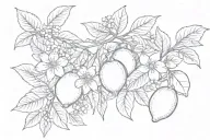 lemons on vine with flowers tattoo design idea