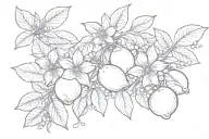 lemons on vine with flowers tattoo design idea