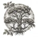 An intricate family tree design with each branch representing a different zodiac sign for the mother and her two sons tattoo design idea