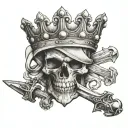 3 crown, sword, shild tattoo design idea
