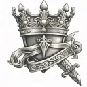 3 crown, sword, shild tattoo design idea