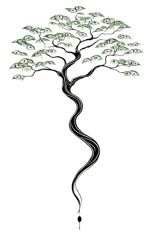 Money tree growing tattoo design idea