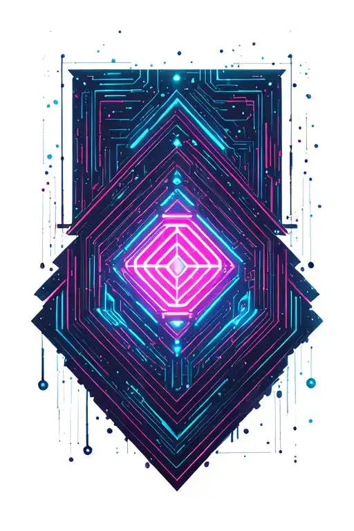 neon circuitry, futuristic geometry, space background  tattoo design idea