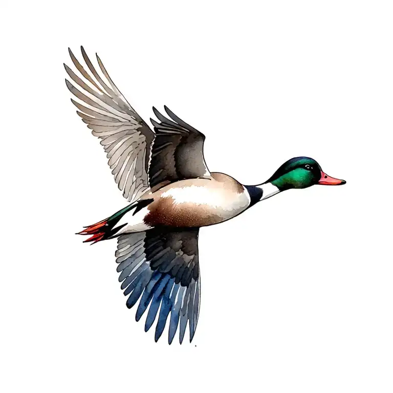 flying pintail duck tattoo design idea