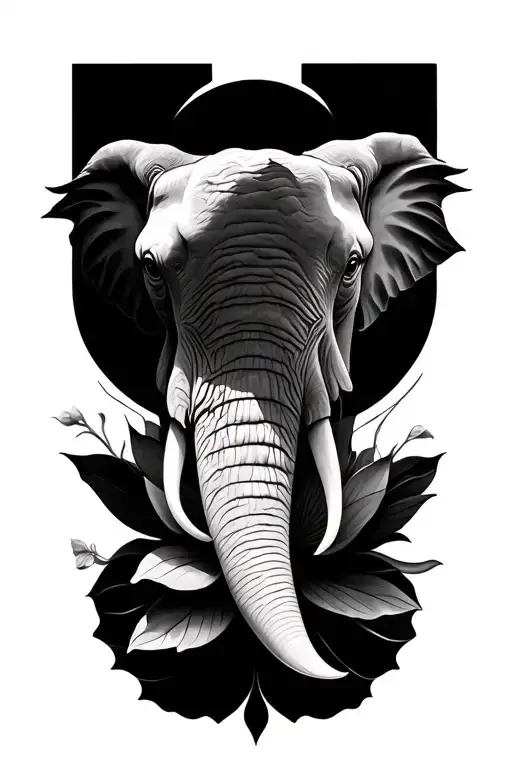 Lotus flower dove and elephant head tattoo design idea