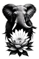 Lotus flower dove and elephant head tattoo design idea