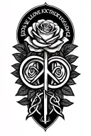 celtic love and peace symbols with identical roses bordering. Gemini in the background tattoo design idea
