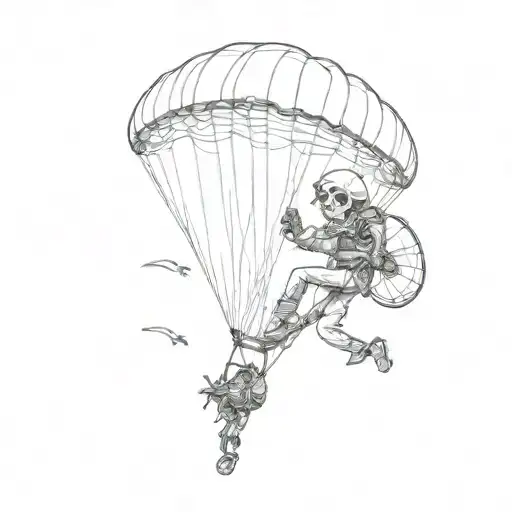 skull and paraglider tattoo design idea