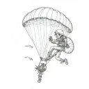 skull and paraglider tattoo design idea