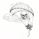 skull and paraglider tattoo design idea