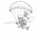 skull and paraglider tattoo design idea