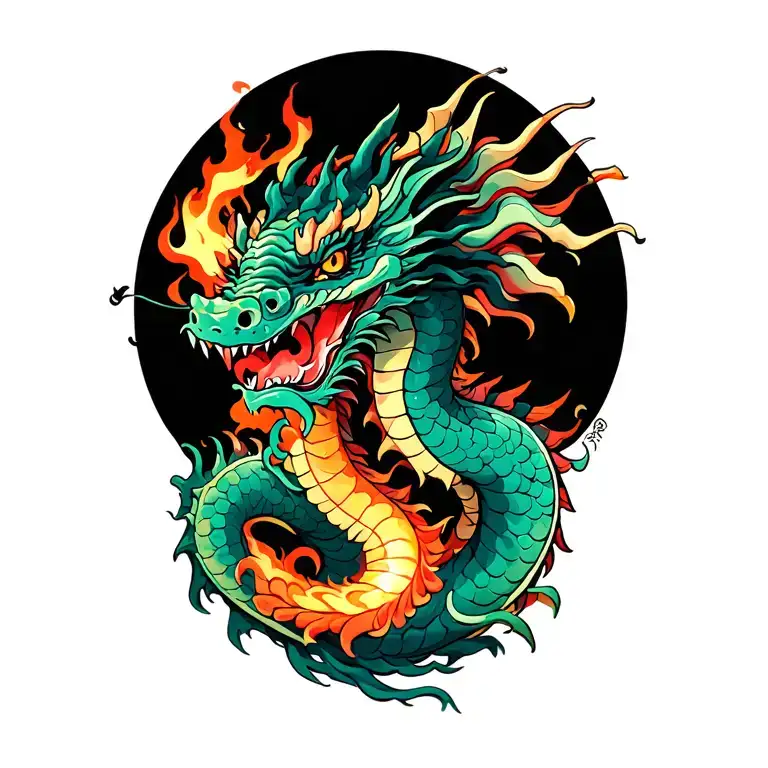 Dragon with fire breathing dragon tattoo design idea
