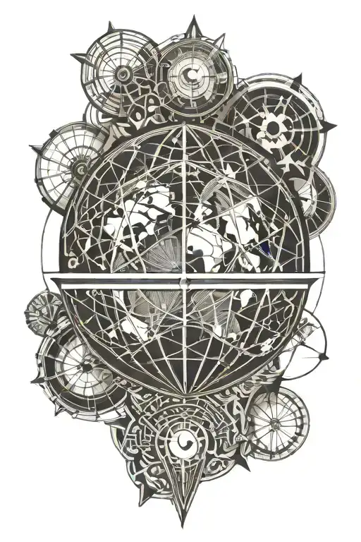 globe surrounded travel tattoo design idea
