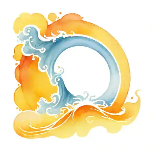 sun and wave like semicolon tattoo design idea