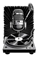 a microphone above a turntable tattoo design idea