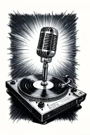 a microphone above a turntable tattoo design idea
