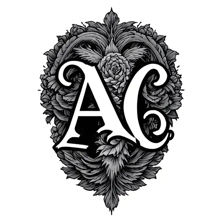 "AC" initials intertwined twins representing the Gemini tattoo design idea
