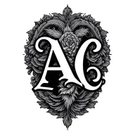 "AC" initials intertwined twins representing the Gemini tattoo design idea