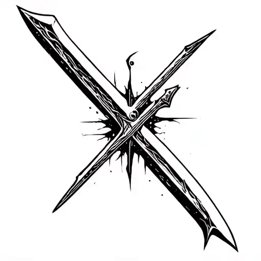 Broken double edge sword tattoo design idea