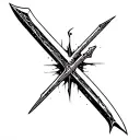 Broken double edge sword tattoo design idea