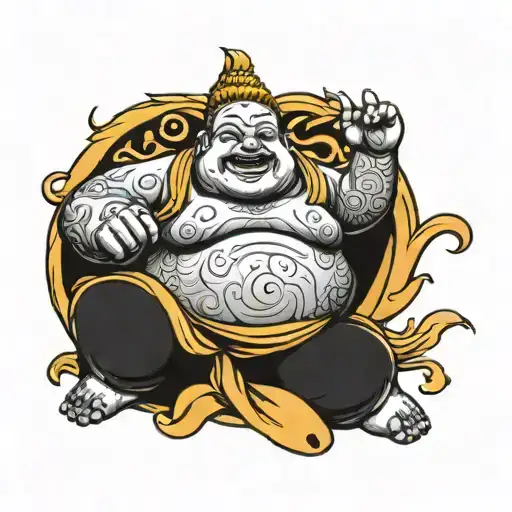 fat evil buddha tattoo design idea