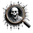 Magnifying glas with a ghost inside  tattoo design idea