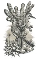 saguaro and roadrunner Arizona desert tattoo design idea