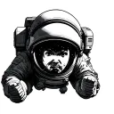 astronaut floating in space lioking at camera. no background  tattoo design idea