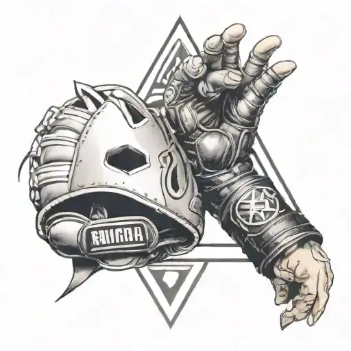 bjj triangle with mma gloves inside it tattoo design idea