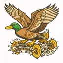 Oregon duck flying tattoo design idea