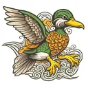 Oregon duck flying tattoo design idea