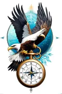 eagle pocket watch compass tattoo design idea