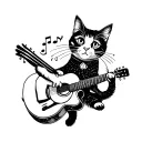 A tattoo design featuring a cat playing a guitar, symbolizing your love for music from Spotify tattoo design idea
