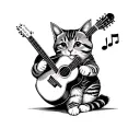 A tattoo design featuring a cat playing a guitar, symbolizing your love for music from Spotify tattoo design idea